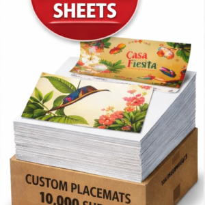 Custom Printed Restaurant Placemats – 10,000 Sheets (10” x 14”)