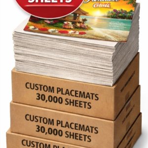 Custom Printed Restaurant Placemats – 30,000 Sheets (10” x 14”)